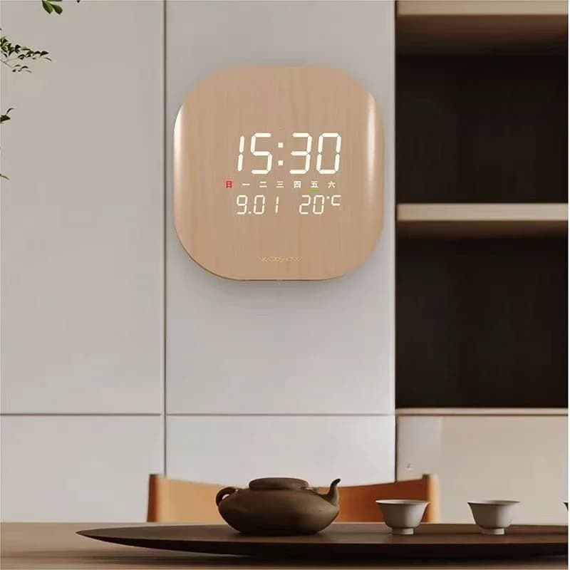 Casa silenzioso curvo Wifi automatico orologio da parete tempo soggiorno creativo LED calendario perpetuo orologio elettronico digitale