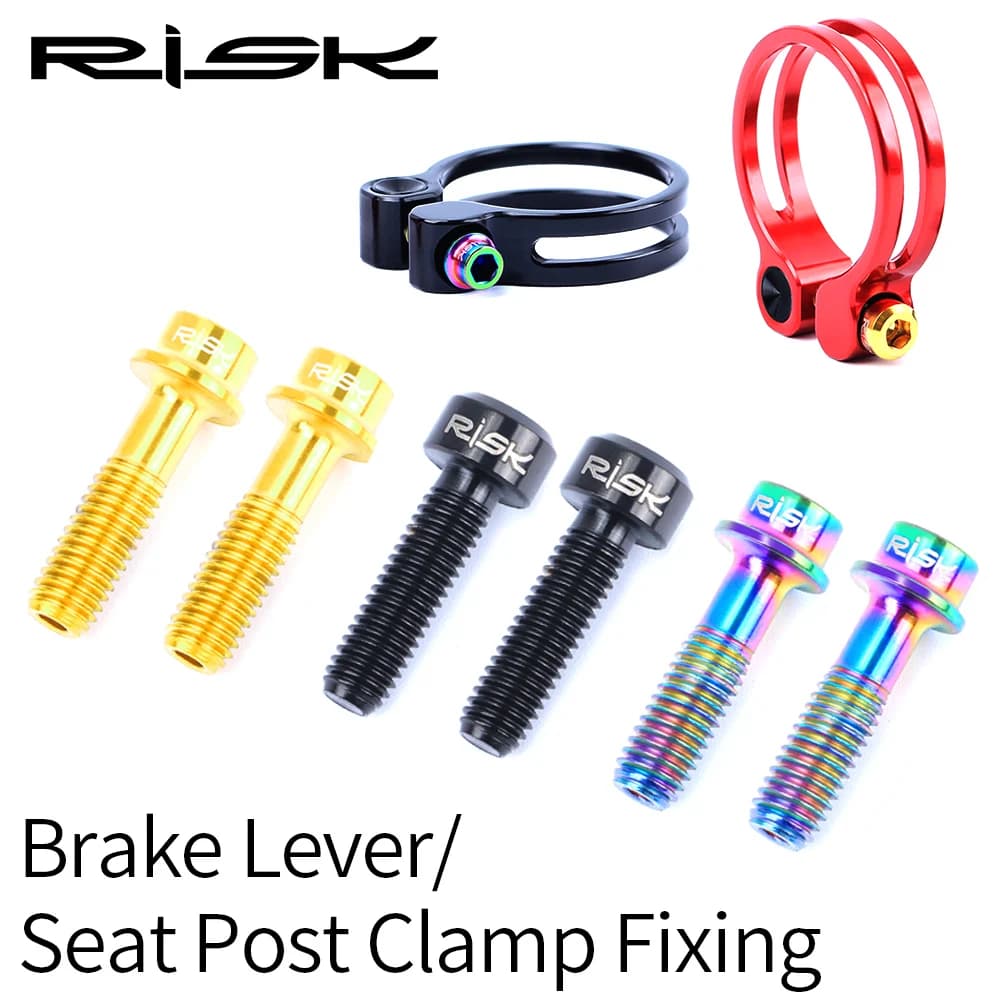 RISCHIO 2PCS M5x18mm Reggisella Della Bicicletta Morsetto Viti Titanio Ti MTB Bici Da Strada Leva del Freno Bulloni di Fissaggio Deragliatore Anteriore Clip Viti