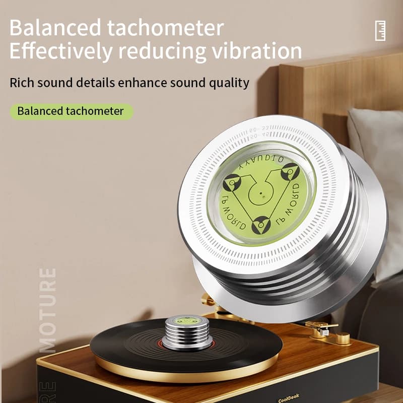 YYAUDIO Universal 50Hz LP Vinyl Record Player Disc Turntable Stabilizer with Level Aluminum Alloy Weight Clamp Music Player