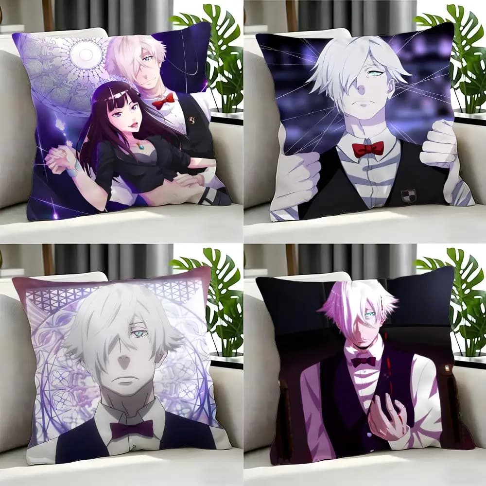 Set di fodere per cuscini anime Death Parade, 4 pezzi, 50x50 45x45 40x40, federe decorative per divano, decorazioni per la casa