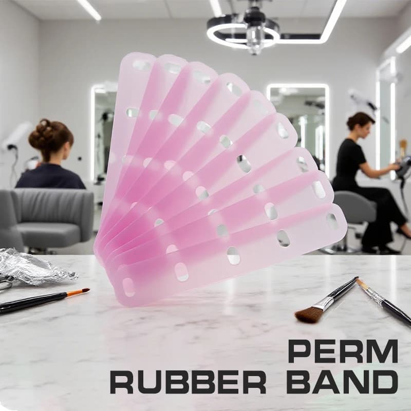 Elastic Rubber Band Hair Rings Styling Tools 10Pcs Pink/Blue Perm Silicone Band Heat Resistant Traceless Digital Cold Rods