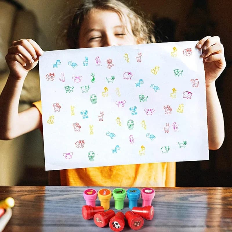 26Pcs Jungle Safari Animal Stamps Set Zoo Theme Seal Stamps for Kids Birthday Party Favors Baby Shower Gifts