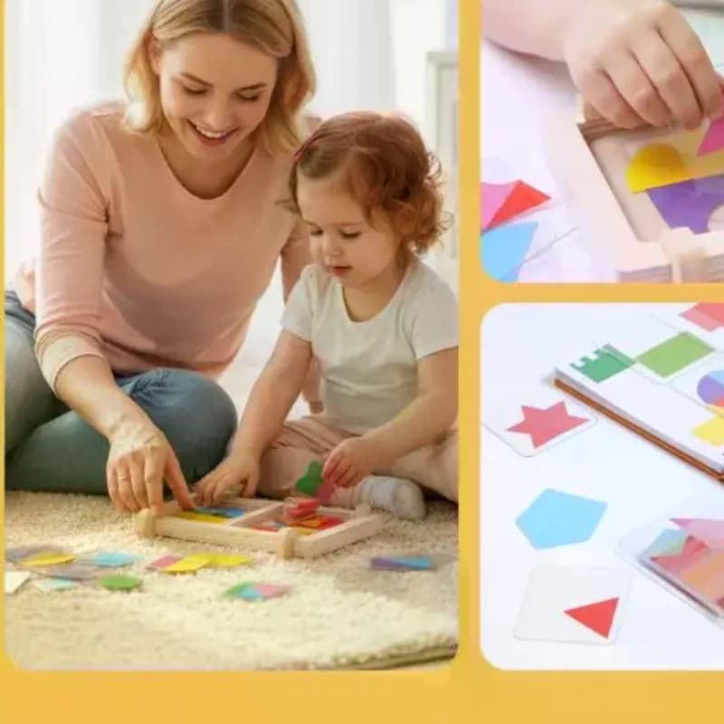 Set di Giochi Puzzle Geometrici per l'Immaginazione Spaziale e il Pensiero Intellettuale, Gioco di Logica per Bambini, Design Casa, Giocattoli Montessori