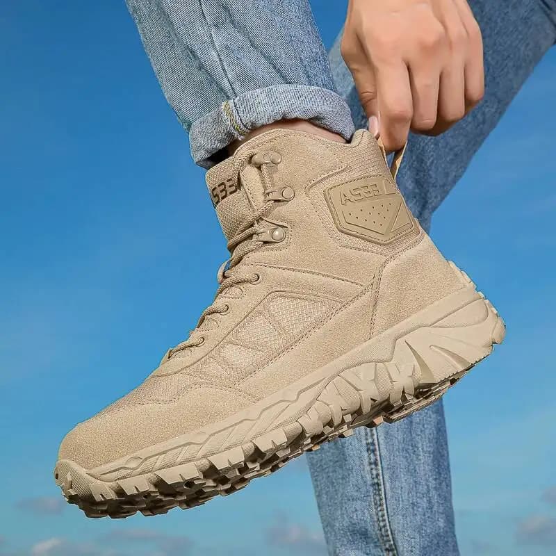 Scarpe da Trekking in Pelle da Uomo, Impermeabili, Sneakers Tattiche da Montagna, Taglie Grandi fino al 47