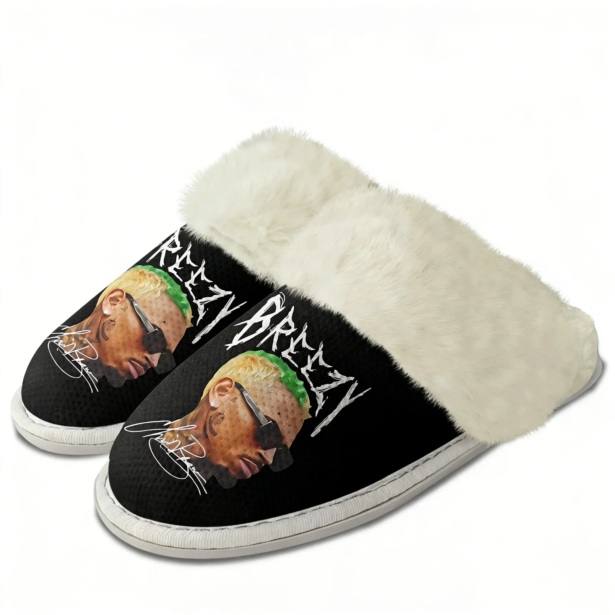 Pantofole in Peluche Chris Brown, Scarpe Calde Hip Hop Rapper, Pantofole Termiche Leggere Personalizzate in Cotone per Casa e Camera da Letto, da Uomo e Donna