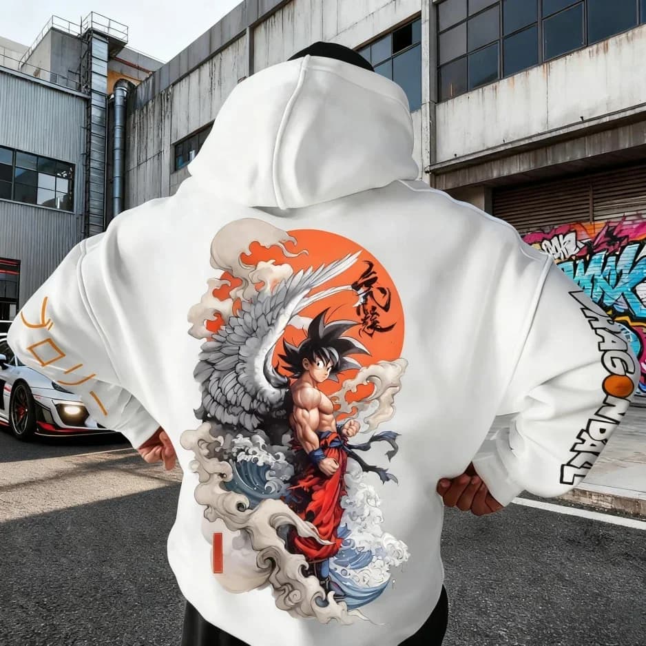 Dragon Ball Anime Goku Felpa con cappuccio stampata Primavera/Autunno Nuovi uomini e donne Harajuku Grande quotidiano Casual Genitore Bambino Top