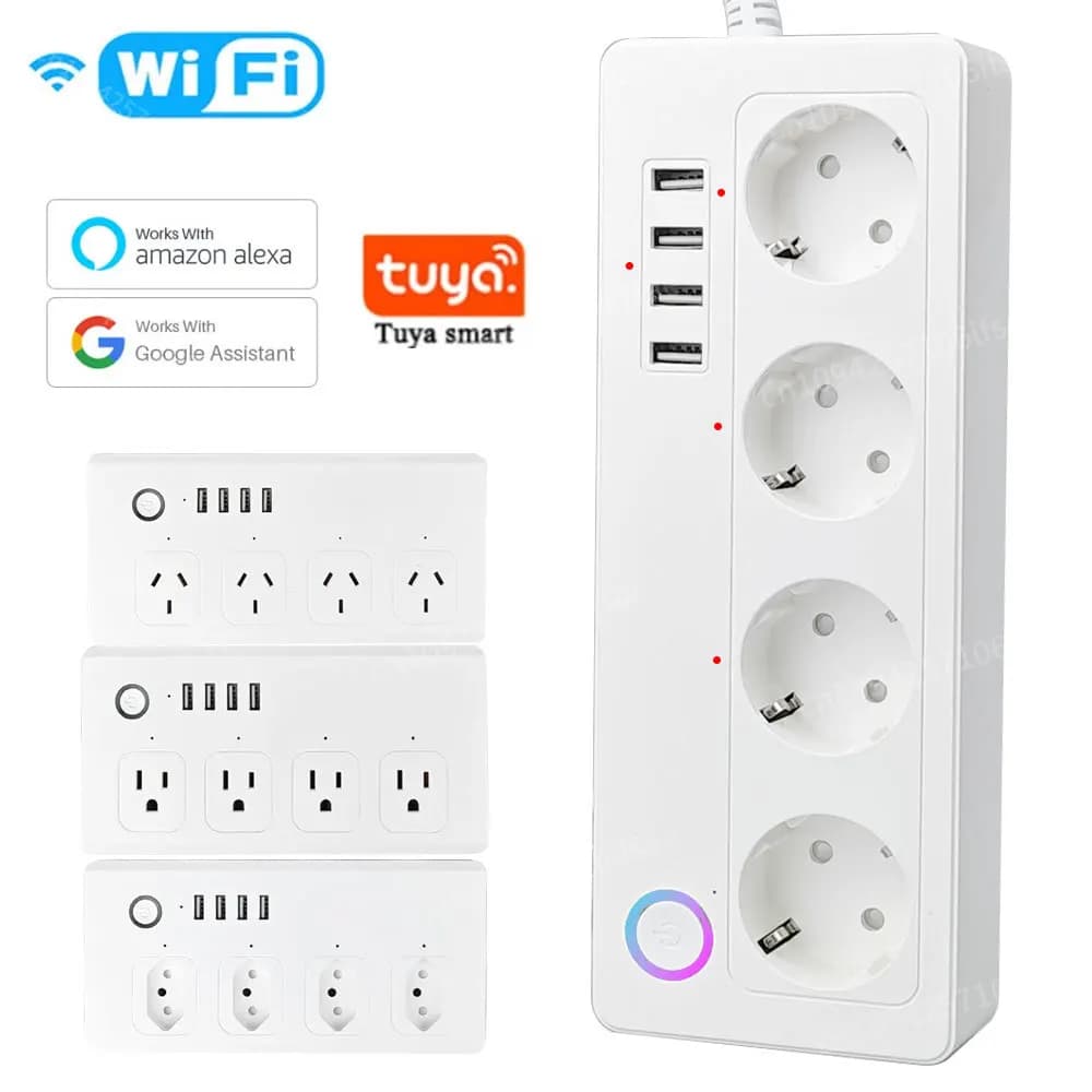 Presa multipla 10A/16A Tuya Smart Plug Presa multipla Cavo di prolunga Presa UE per casa intelligente Funziona con Alexa