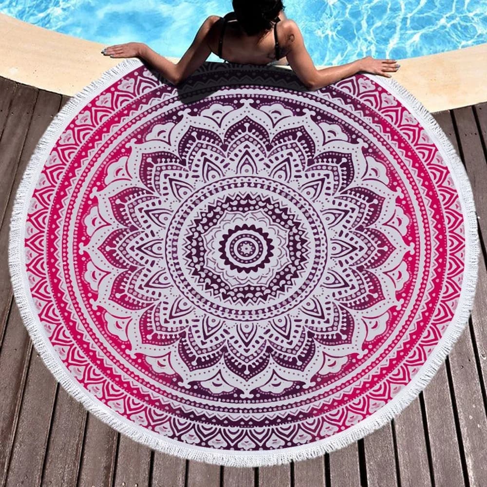 Creative Sea Tel for Resorts and Leisure, Microfiber Round Swimming, Mandala Yoga Mat, Large Adult Rolling Bath towels