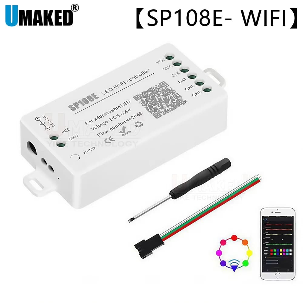 1set SP108E Bluetooth Wifi Magic Controller 2048 Pixel for WS2811 WS2812B 2801 6803 IC LED Strip Support IOS/ Android APP strip