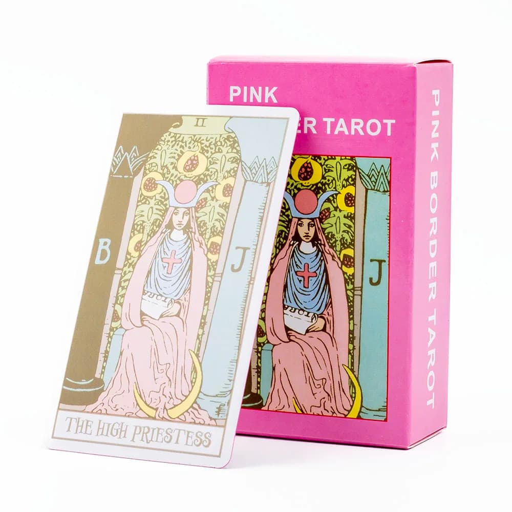 Mazzo di carte dei tarocchi con bordo rosa con guida 78 carte per principianti e giochi di festa gioco da tavolo di divinazione misteriosa 10.3*6cm