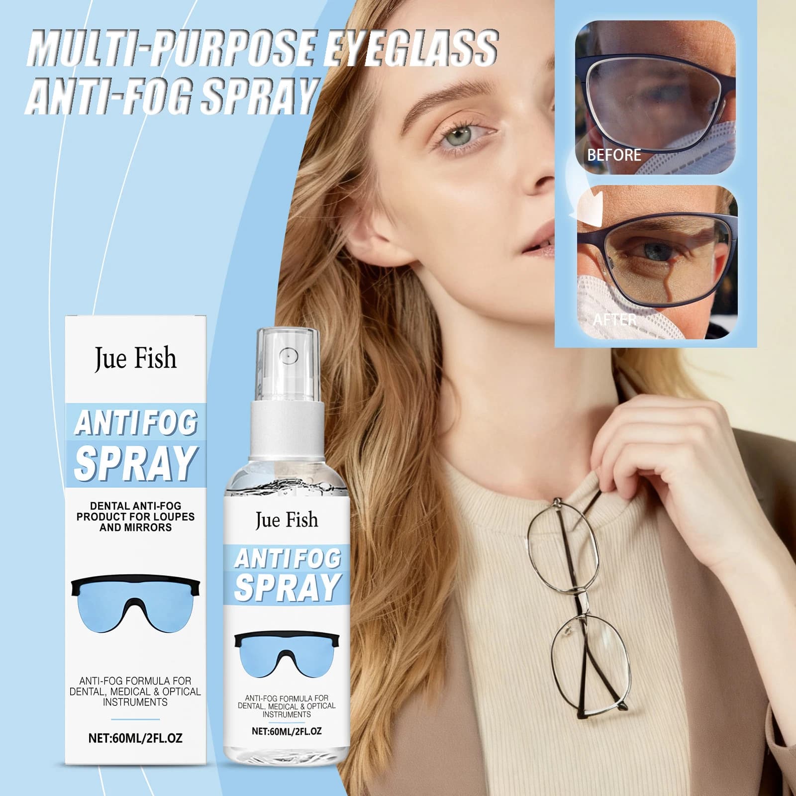 Multipurpose Glass Snake Spray Restores Gloss Restore Long-Term Fog Removal For Swimming Goggles Ski-gown Sports Glasses etc