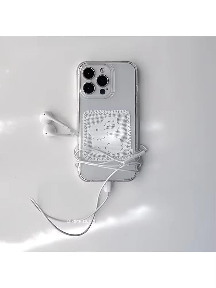 Korean Ins White Lace Pattern Cute Rabbit Phone Case for iPhone 17 16 15 14 13 12 11 PRO MAX 17air 16e MINI XR XS 7 8 PLUS Cover
