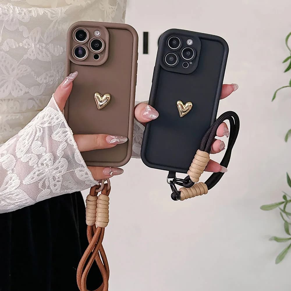 For Huawei Mate 70 60 Pro Plus Mate 50 40 30 20 Pro Pura 70 Ultra P60 P50 P40 Lite With Cord Strap Heart Soft Phone Case