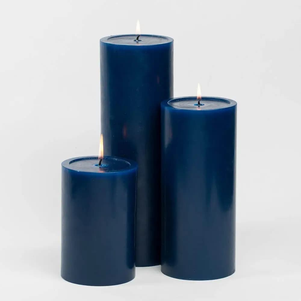 Set of 3 Large Navy Column Candles