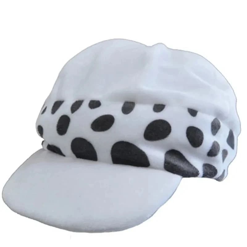 TYV55Halloween Gift Anime Trafalgar Law Hat Cosplay Costumes Unisex White Spot Plush Accessories Baseball Cap CollectionL]]L