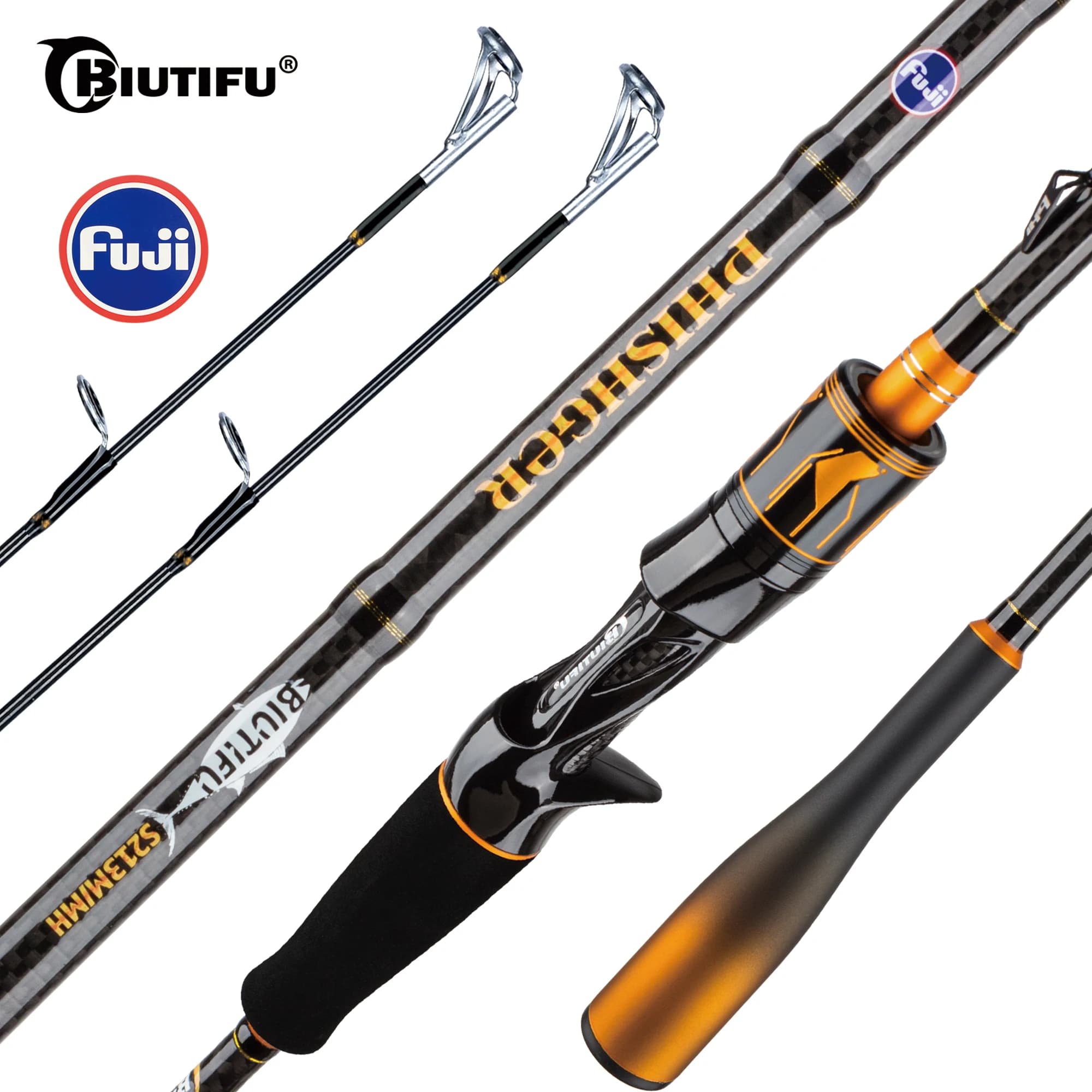 BIUTIFU Spinning Casting 2 punte Canne da pesca 1.8 ~ 2.7 m Fuji Guida 2 sezioni T1000Carbon Baitcasting 7-80g Richiamo Bass Pike Pole veloce