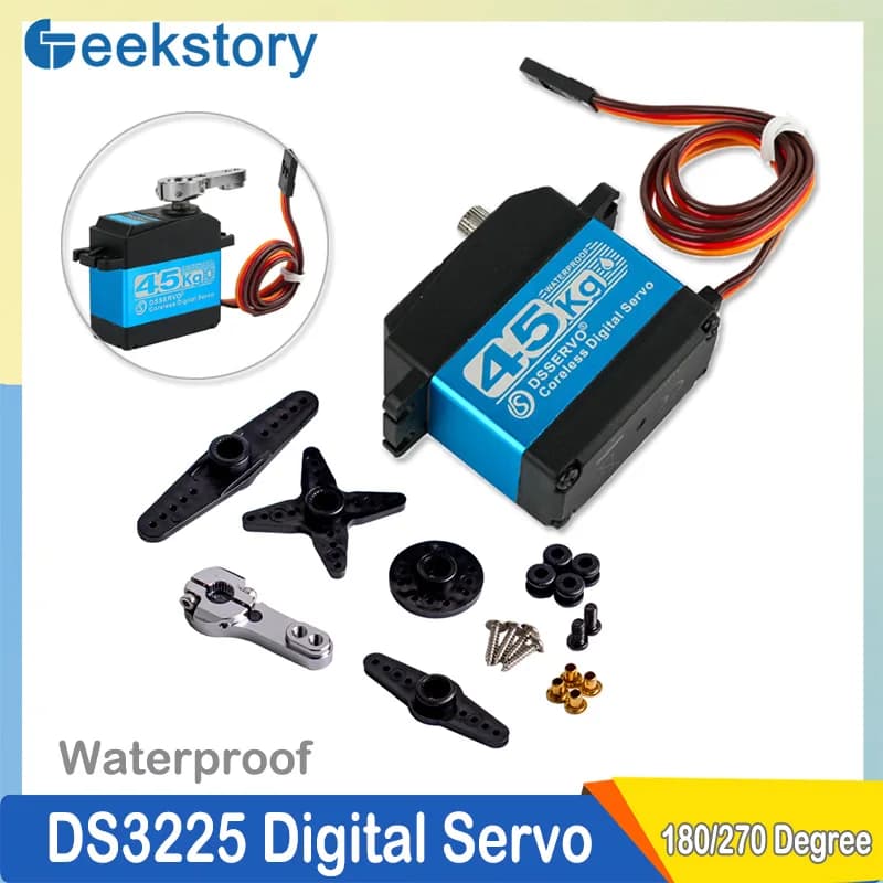 Servo digitale in metallo coreless DS3245 da 45 kg 180 ° /270 ° Motore 7,4 V impermeabile IP66 con servo braccio 25T per auto RC Robot fai da te 1:8 1:10