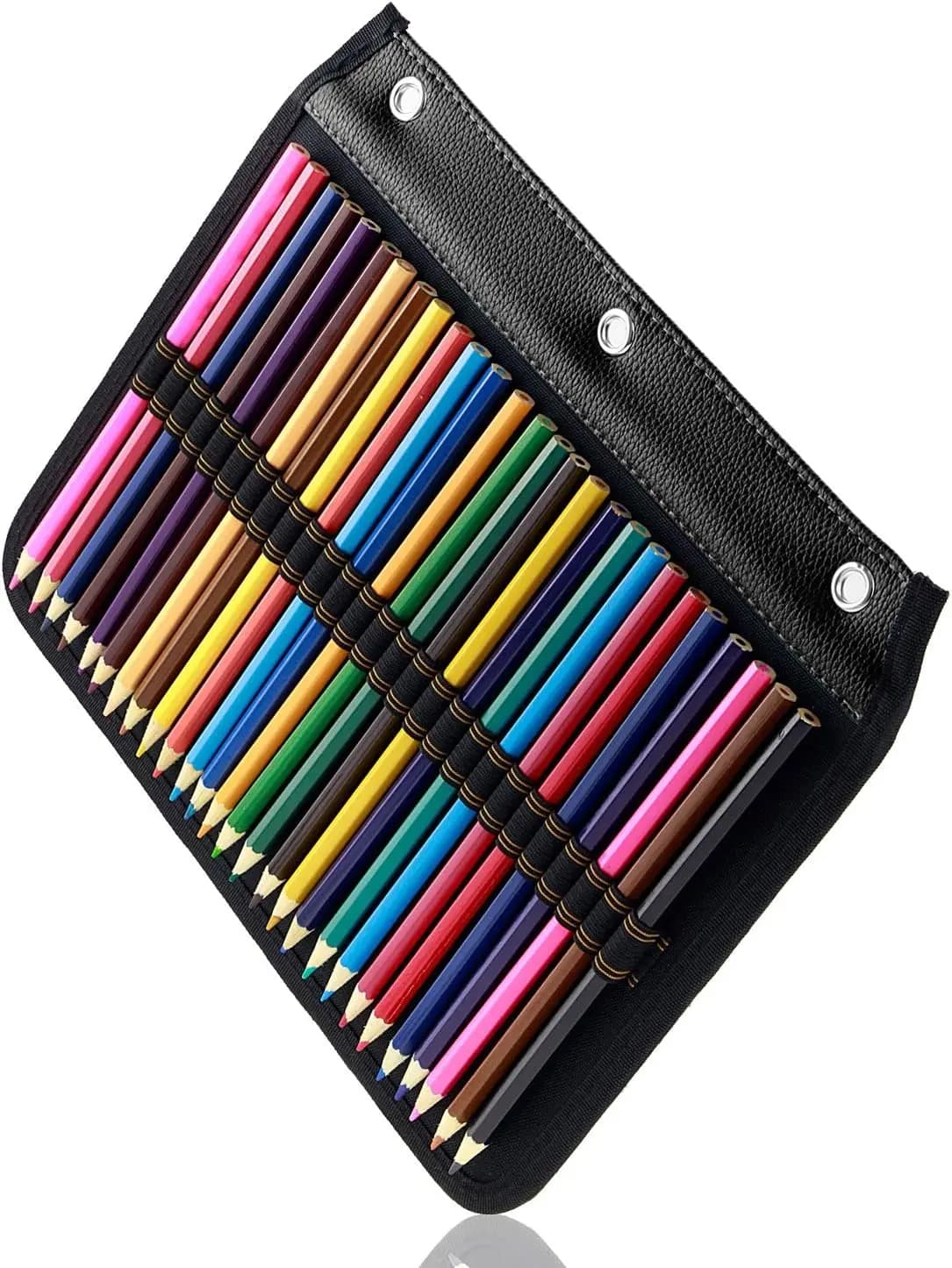 Astuccio per matite a 54 scomparti per raccoglitore a 3 anelli, organizza matite per acquerello, penne gel e pennelli cosmetici, colore nero