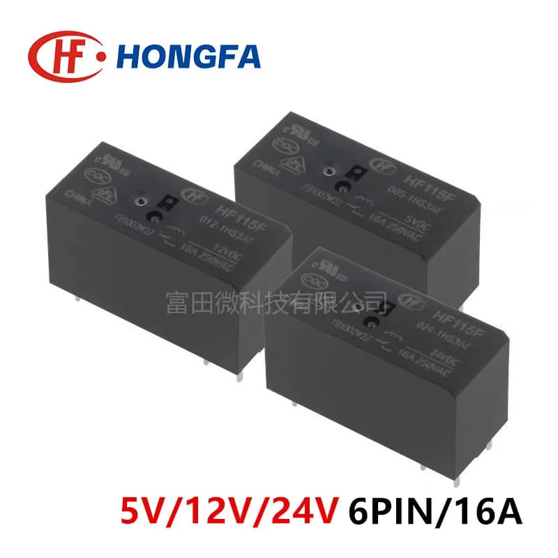 1 Pz HONGFA Relè JQX HF115F-005-1HS3AF HF115F-012-1HS3AF HF115F-024-1HS3AF 1HS3A 6Pin 16A 5V 12V 24V Relè di Potenza