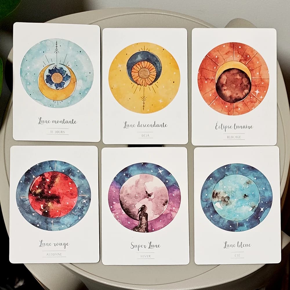 42 schede Moon Power in lingua francese La Puissance De La Lune Oracle per la guida spirituale ed emotiva 10,5 * 7,5 cm