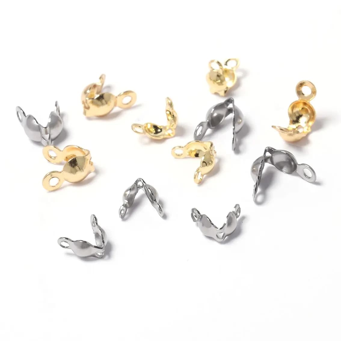 Perline a crimpare in acciaio inossidabile placcate in oro per bracciale collana catene connettore chiusura gioielli fai da te forniture 50 pz/lotto