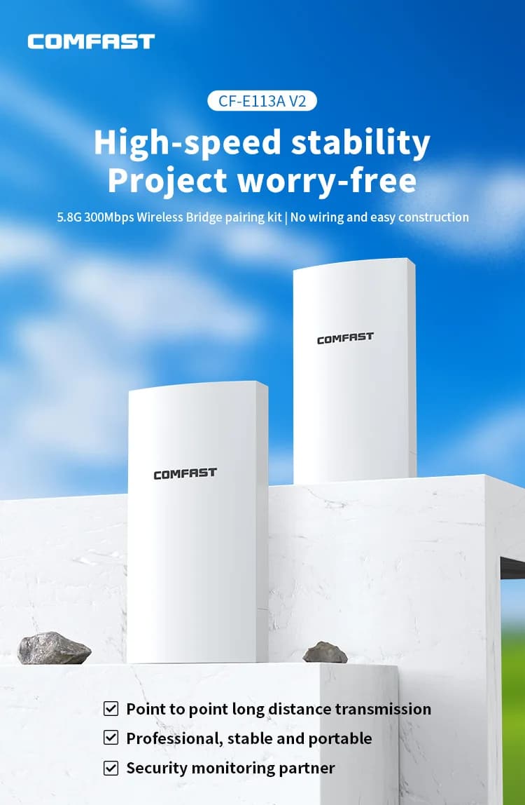 COMFAST 300Mbps 5.8Ghz Ponte AP wireless esterno 11dBi Router WiFi wireless Ripetitore AP Estensore segnale Router da AP a P