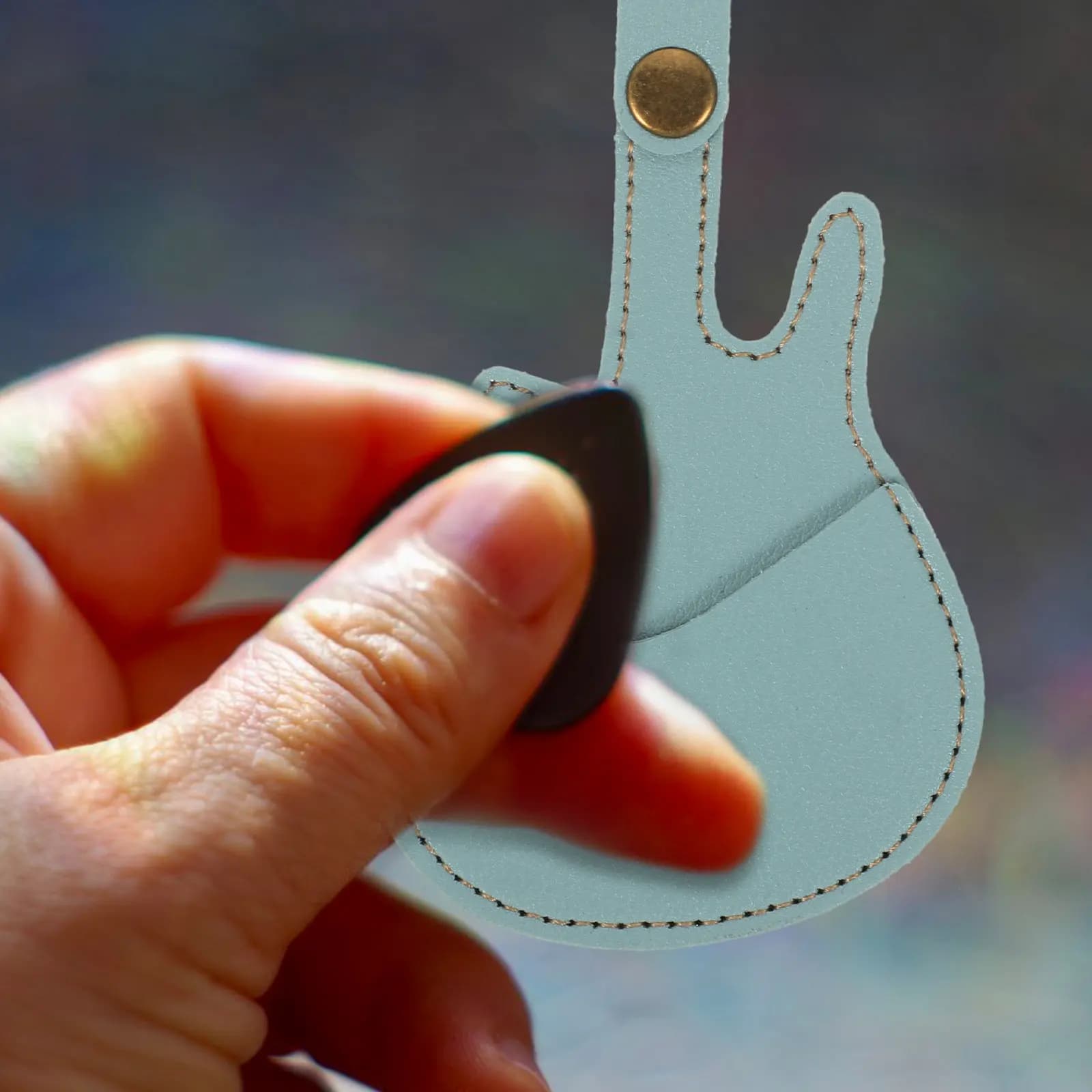 Borsa Porta Plettri in PU Portatile per Chitarra Acustica, Elettrica, Ukulele, Banjo, Mandolino con Portachiavi