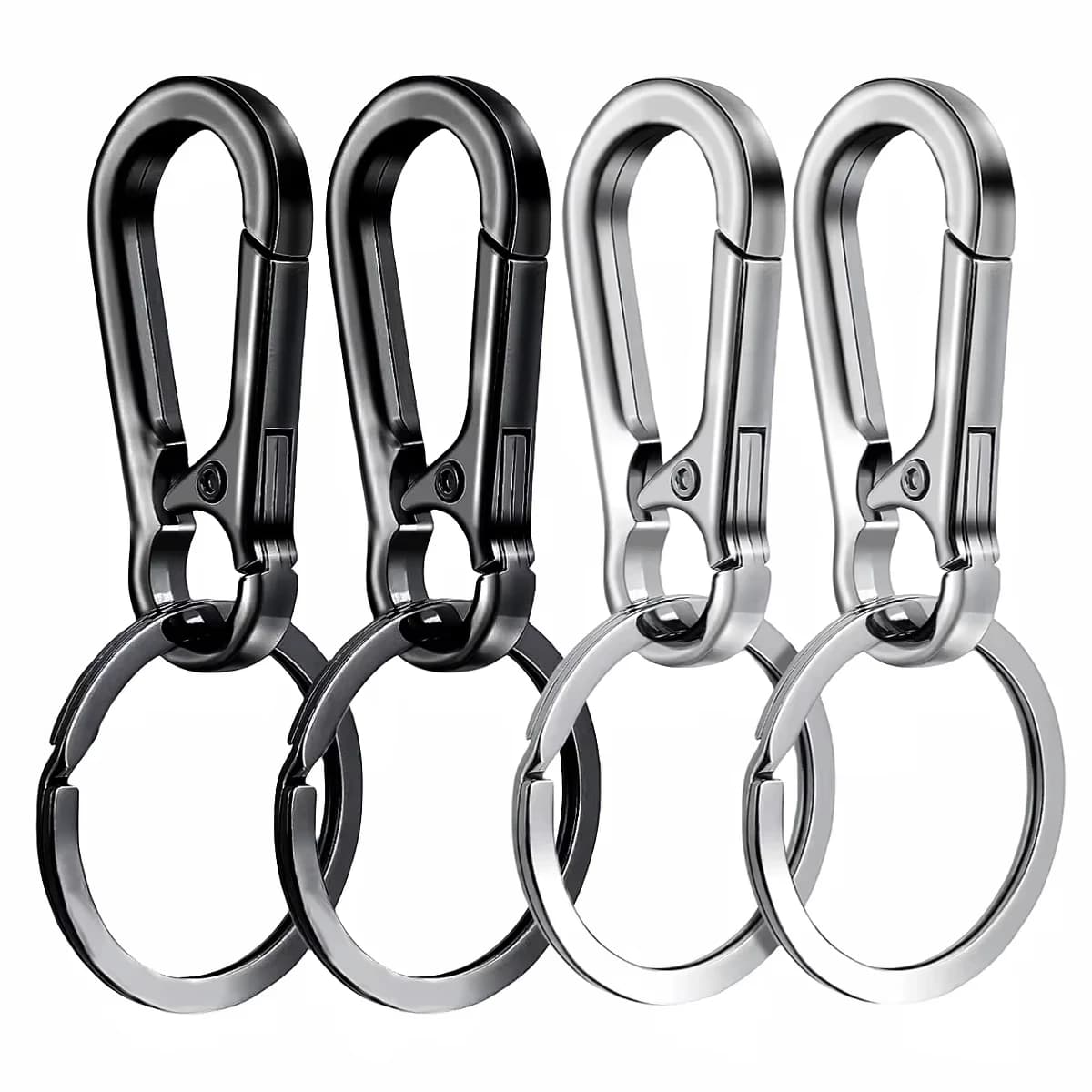 Portachiavi in Metallo con Moschettone, Set da 4 Pezzi, Organizzatore per Chiavi Auto, Gancio per Trovare Chiavi, Accessori per Campeggio all'Aperto