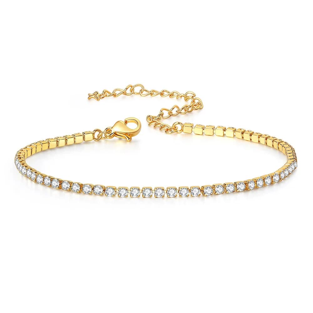 Bracciale a catena da tennis alla moda ghiacciato CZ Bracciale femminile in acciaio inossidabile color oro argento per regalo di gioielli di moda da donna