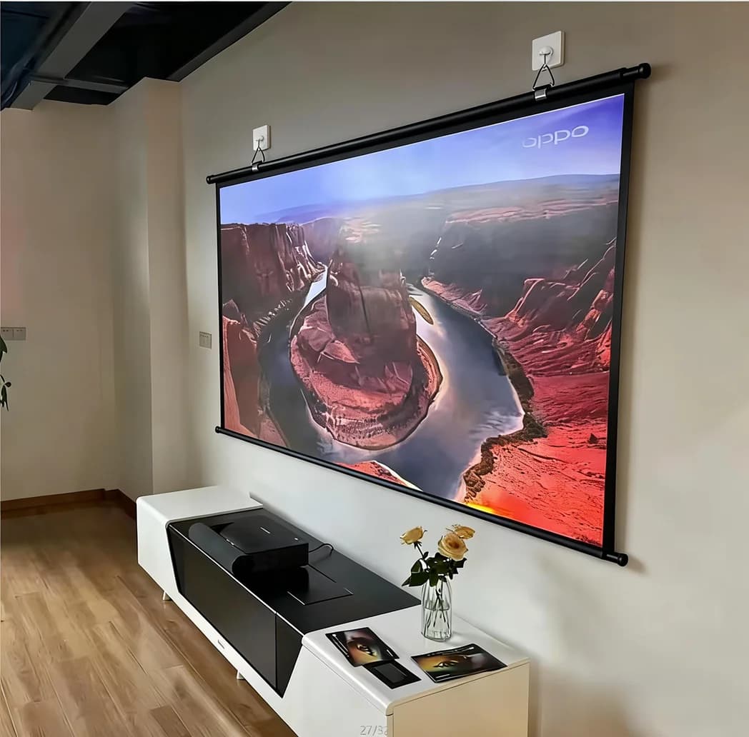 XIAOHUI Projector Screen Wall Mounted 60-133 inch High Density White Wrinkle-Free 178° Viewing Angle Screen Home Theater Indoor