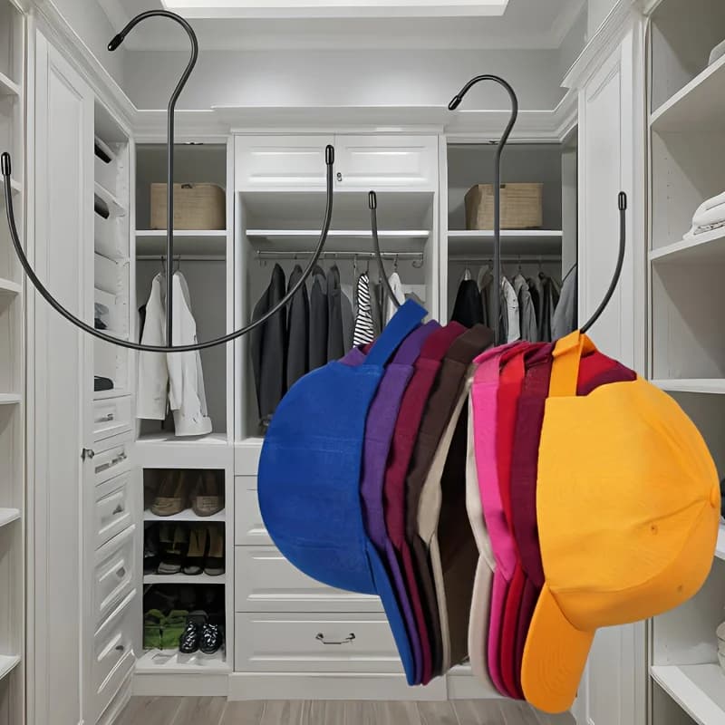 Stainless Steel Hat Rack Heavy Duty Hanging Cap Holder for Closet Store Holds 20+ Caps No Installation Portable Space Saving