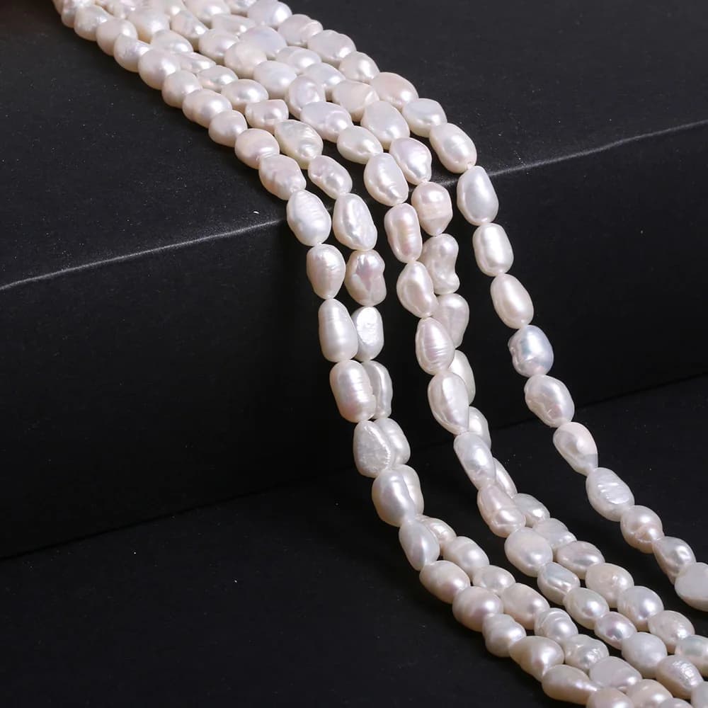Filo di Perle Coltivate d'Acqua Dolce Naturali Irregolari da 14'' per Creazione di Braccialetti e Collane Fai-da-Te