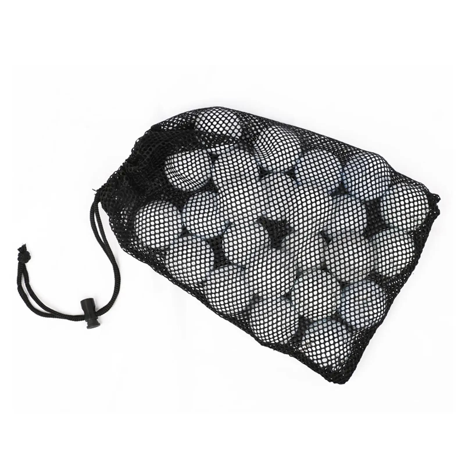 Borsa per palline da golf, custodia in rete di nylon nera con chiusura a coulisse, supporto leggero per club di fitness e uso all'aperto