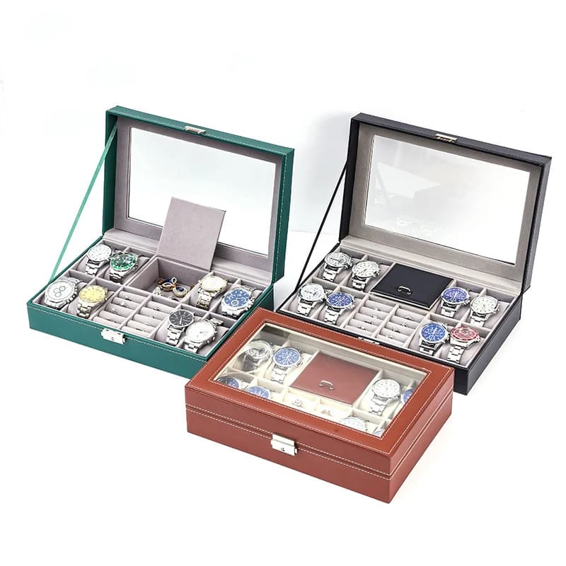 Scatola Porta Orologi da Uomo e Portagioie da Donna in Pelle Ecologica di Grande Capacità, Multifunzionale per Accessori e Gioielli