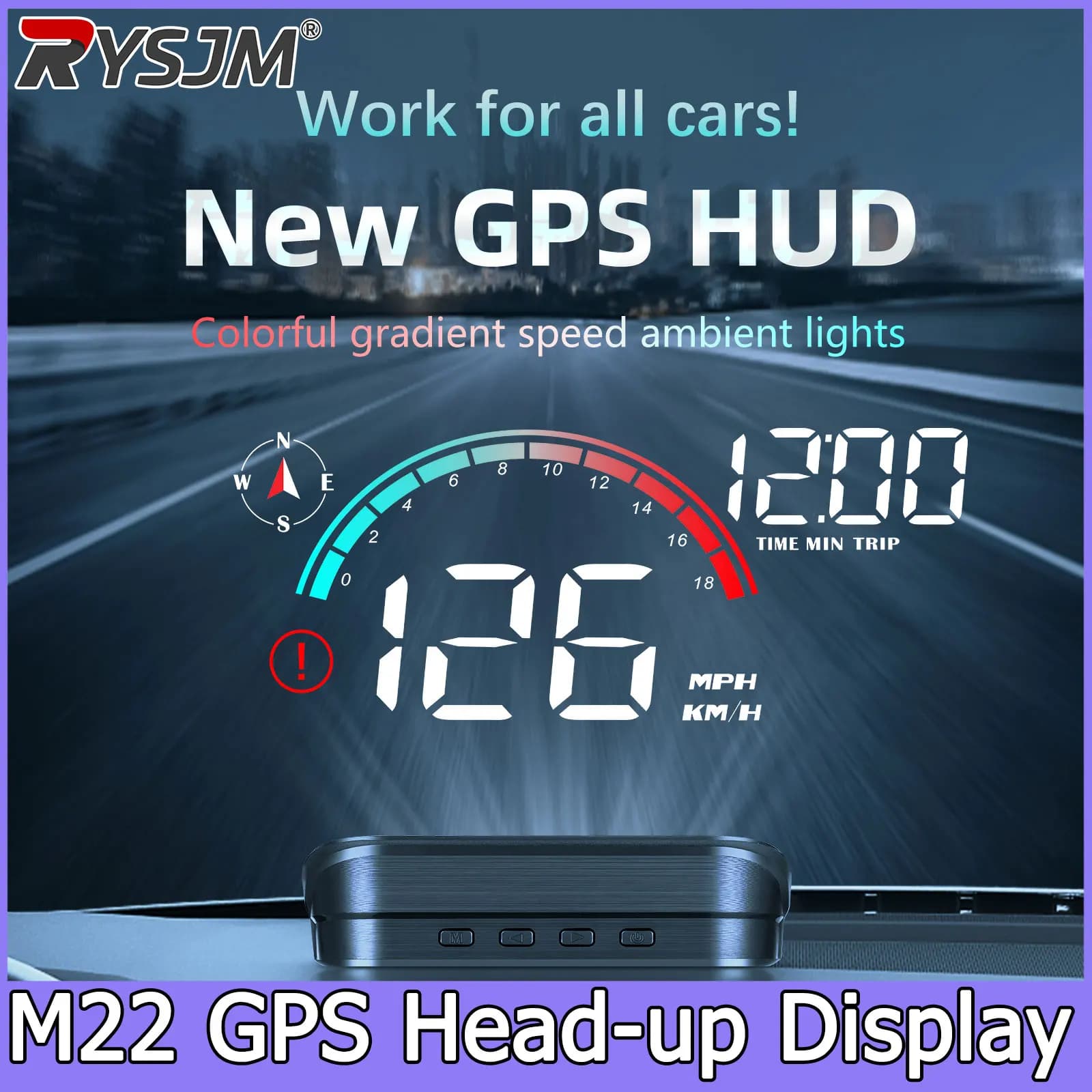 M22 Car HUD Head Up Display Universal Digital GPS Speedometer HD LCD Projection On Glass Windshield Projector for All Cars