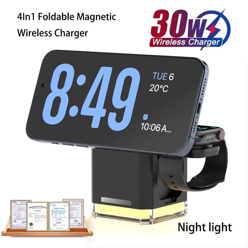 2025 Qi2 New Multifunction Magnetic Wireless Charger 3 in 1 for Iphone 17 16 15 14 13 12 Pro Max Iwatch Airpods Charger