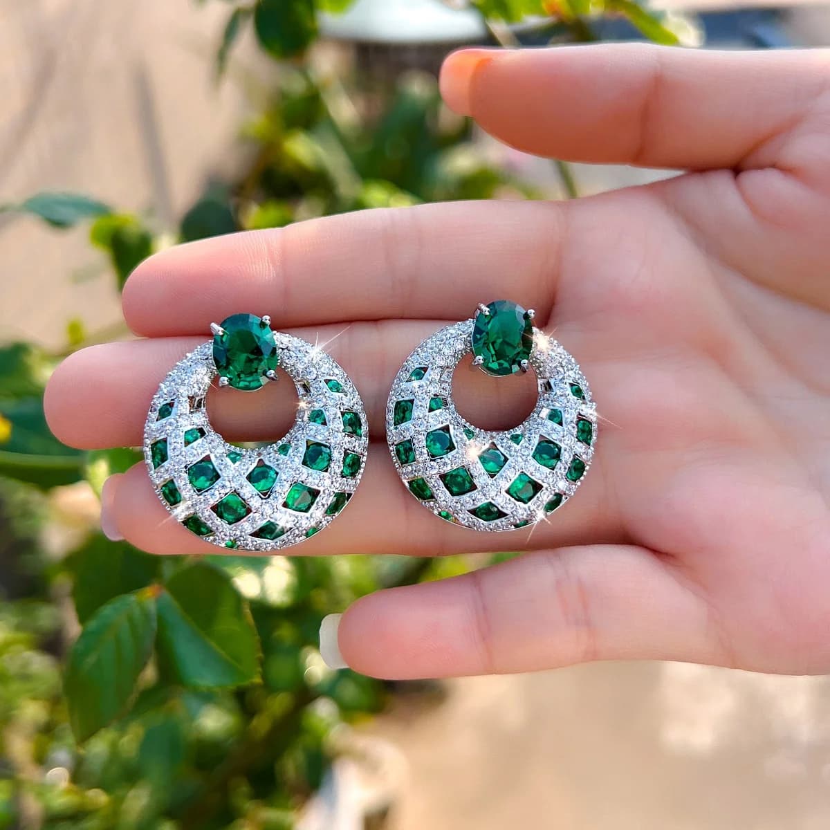 Pera Nuovi Orecchini Pendenti Trendy con Grande Zirconia Cubica Verde per Donne, Regalo per San Valentino e Feste E999