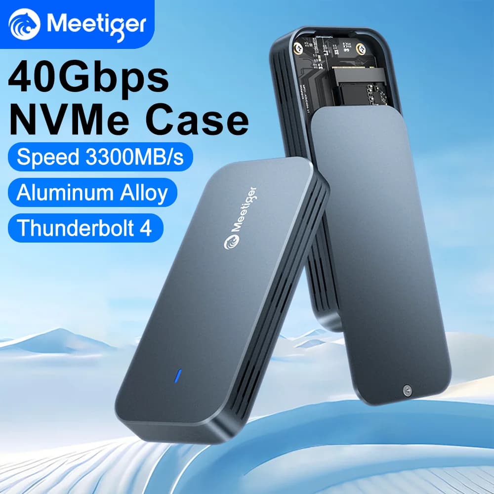 Custodia SSD Meetiger USB4 M.2 Adattatore SSD da 40 Gbps Custodia NVMe M.2 in alluminio Custodia per disco rigido esterno Thunderbolt USB4.0 Type-C