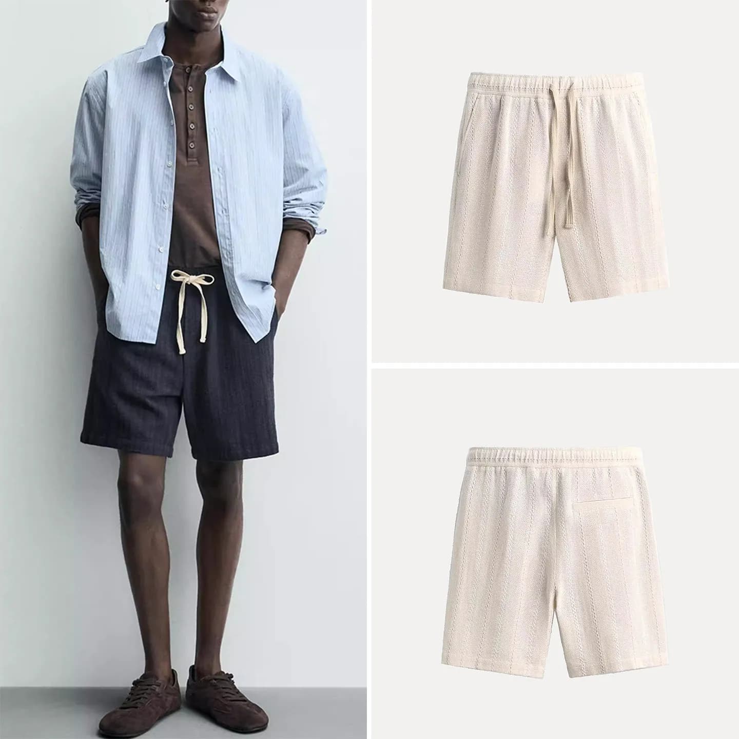 Pantaloncini Casual da Uomo con Motivo Geometrico Sciolto, Nuovo Stile Primavera 2026, Modello 329, Senza Marchio Registrato, Per Tutte le Stagioni