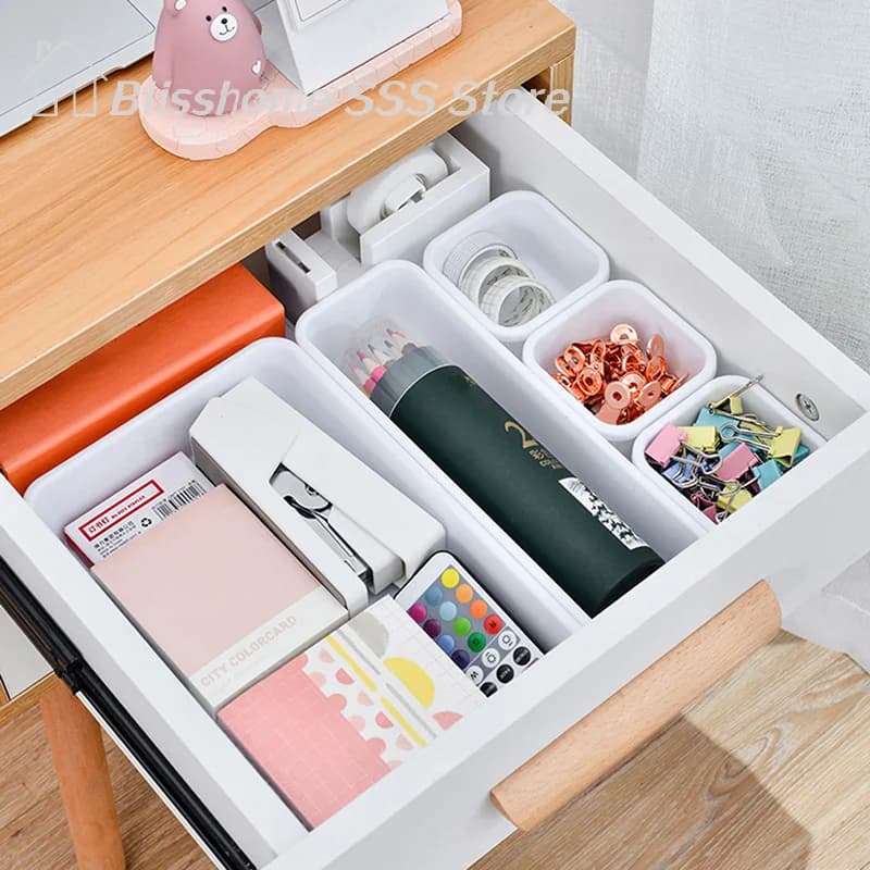 【S】Set di 13 Organizzatori per Cassetti, Separatori per Casa e Ufficio, Scatole Portaoggetti per Cucina, Bagno e Trucchi