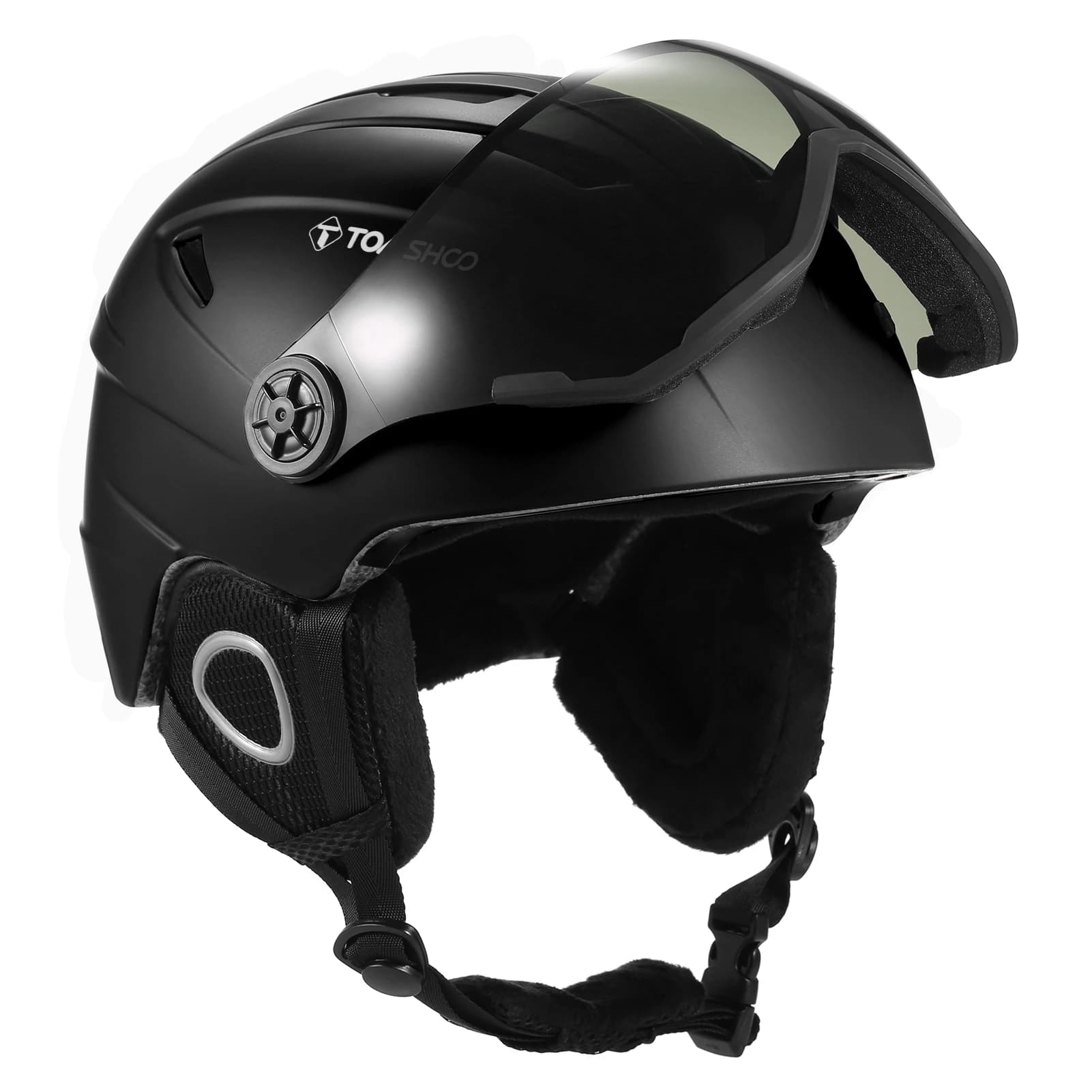 Casco da sci Tomshoo, casco da snowboard leggero con occhiali rimovibili, fodera interna e cuscinetti auricolari per snowboard e ciclismo