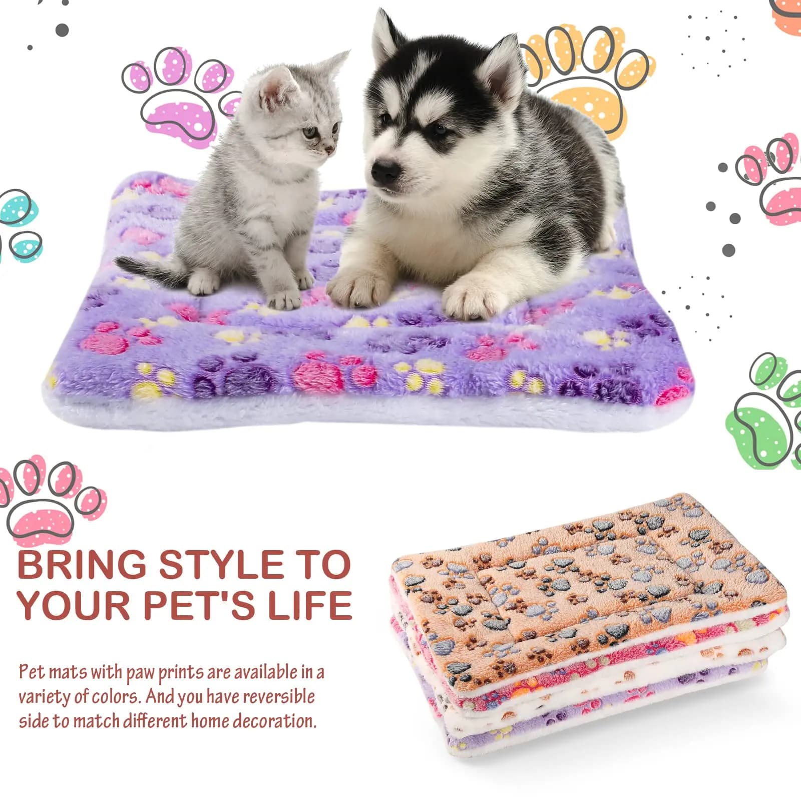 Addensare Tappetino di flanella Pet Letti per gatti Tappetini Letto per cani Tappetino per dormire Coperta morbida e calda Cuccioli di gattino Letti Tappeto per animali domestici Tappetino per cani di piccola taglia media