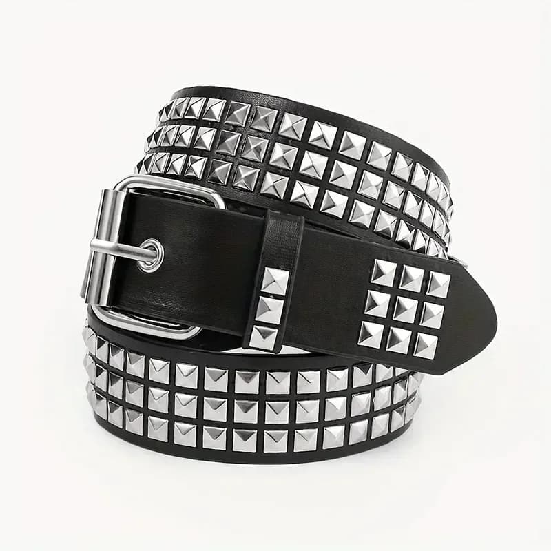 2026 New Square Bead Rivet Belt Metal Pyramid Belt Men and Women Punk Hardware Jeans Belt Y2K Belt Designer Belt Women's Belts
