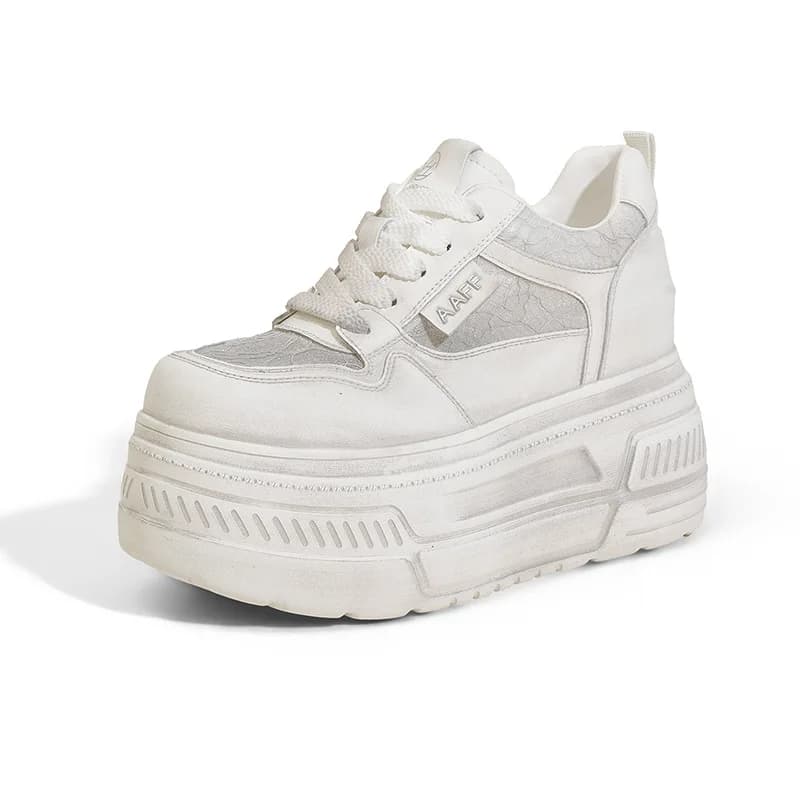 10cm 4 Inch Platform Sneakers Platform High Heel Women Summer Shoes Comfortable Wedge Chunky Sneakers Sandals White Mesh