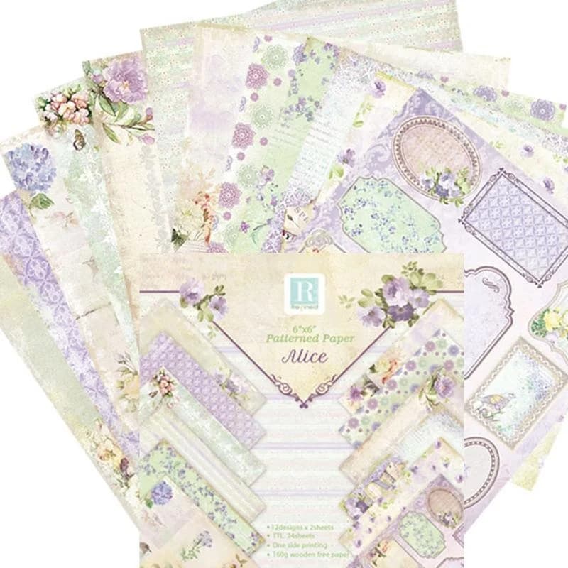 24 Sheets Light Purple Flower Craft Paper Pads Cutting Dies Art Background Origami Scrapbooking Card Making