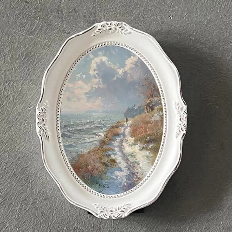 Cornice per foto di matrimonio ovale bianca in resina stile europeo, ornamenti per display da tavolo, portafoto per camera da letto, cornice per decorazioni per la casa