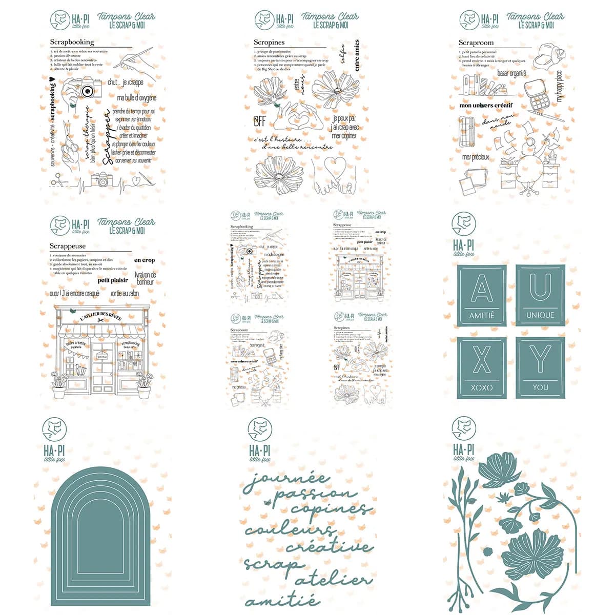 French Scrapbooking & Craft Lover Minimal Floral & Studio Craft Room & Journal Clear Stamps Set for Card Making Scrapbooking