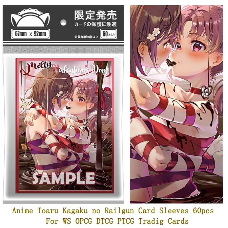 60PCS Anime Toaru Kagaku no Railgun Card Sleeves giochi da tavolo Pokemon WS DTCG OPCG PTCG Trading Cards custodia protettiva con lucentezza Laser