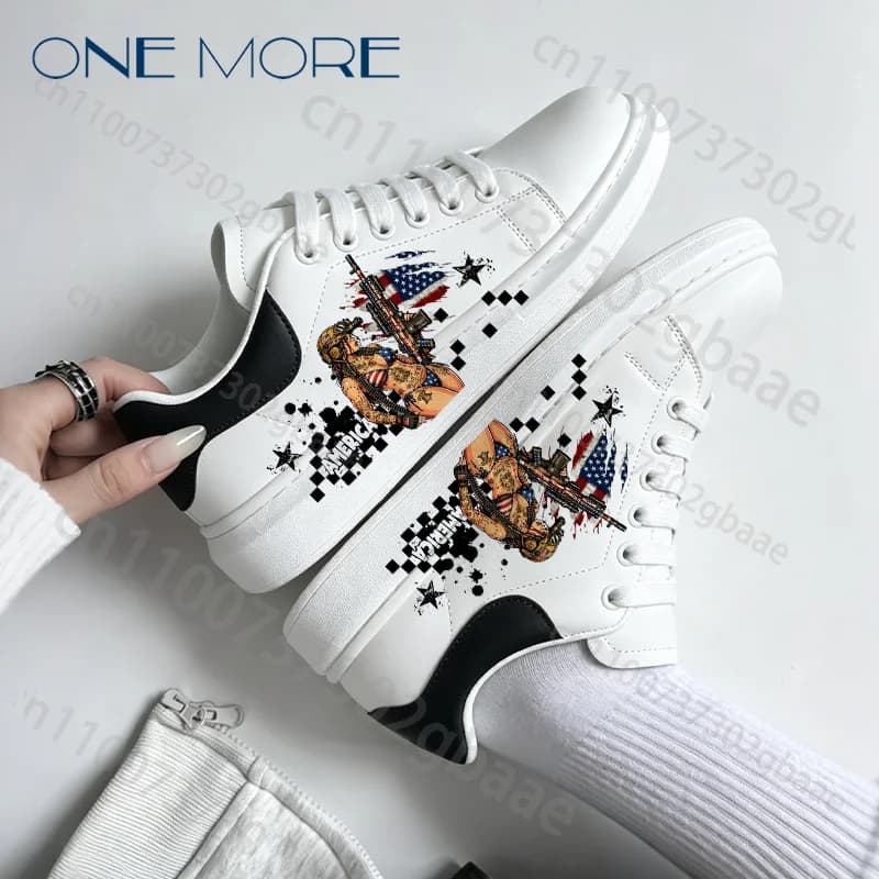 New Model Sexy Print America Street Style Man Woman White Shoes Parity Popular Durable Low Top Sneakers Size 35-44 Gift for Him