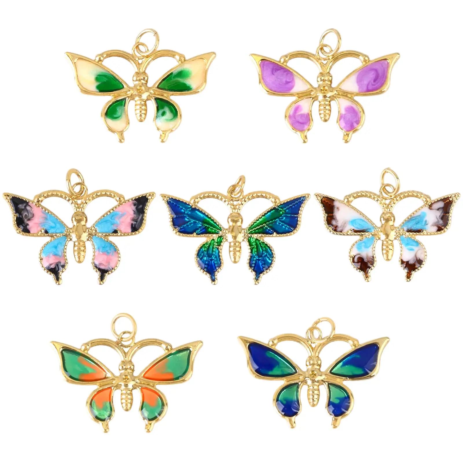 Farfalla sfumata fatta a mano all'ingrosso placcatura in rame gioielli 2025 collana fai da te accessori ciondolo braccialetto fascino sfuso